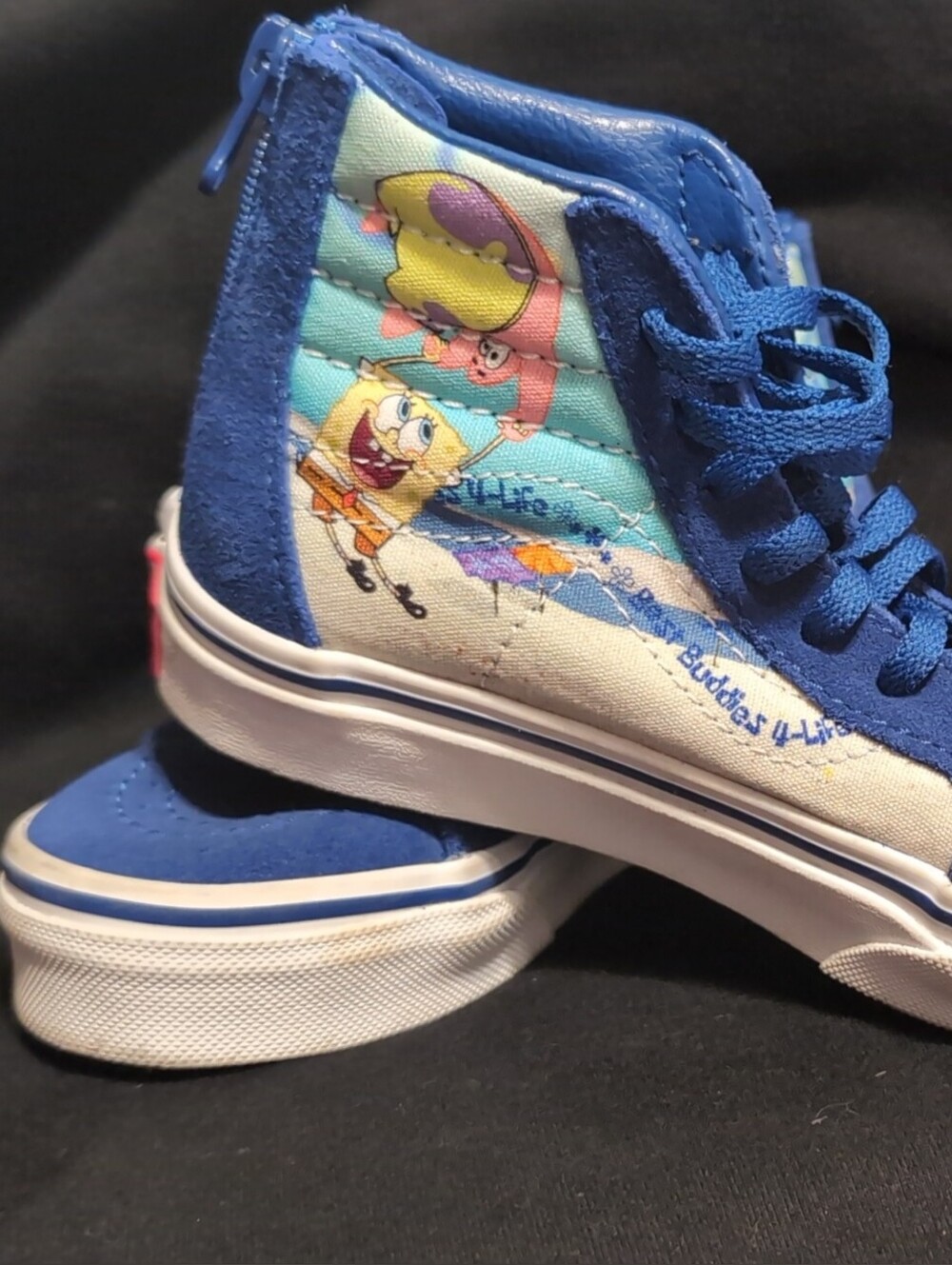 Vans Kids Blue High-Top Sneakers with Sponge  Bob Cartoon Side Graphic